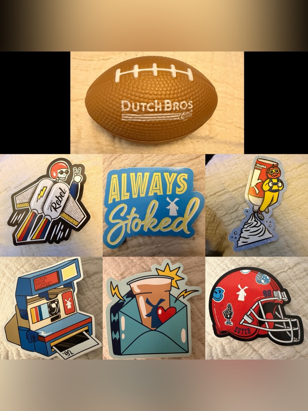 Dutch bros football, and sticker bundle